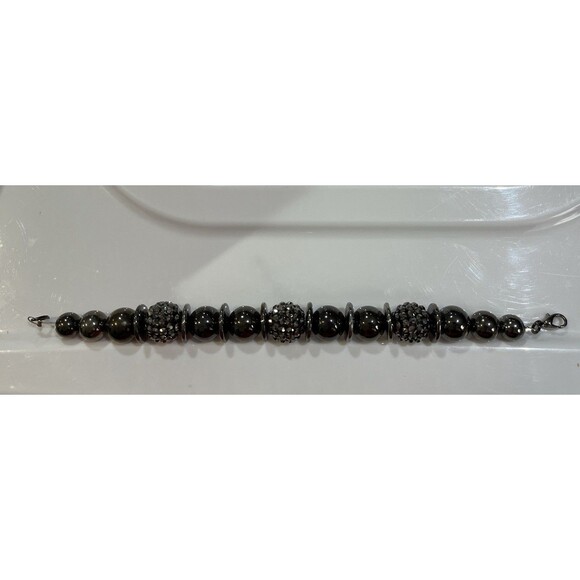 Gun Metal VTG Disco Ball W/ Flat Space Disc Bracelet 8in Rave Whimsygoth Fairy - Picture 2 of 6